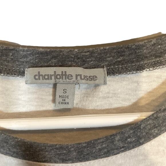 Charlotte Russe Gray Color-block Casual T-shirt Women Sz S - Picture 8 of 9